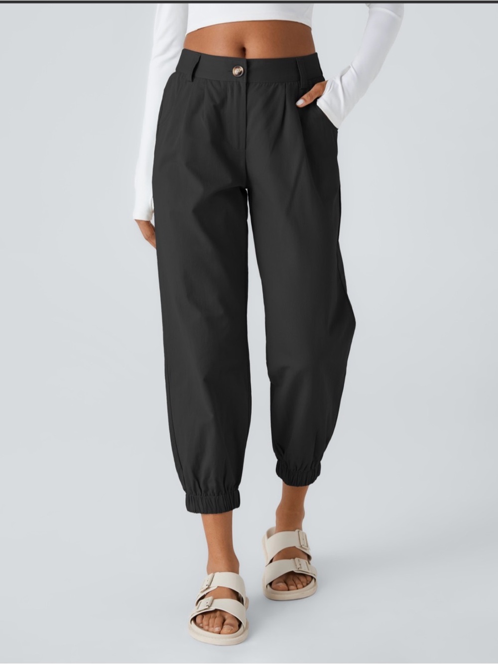 HALARA Black Elastic-Cuff Jogger Pants